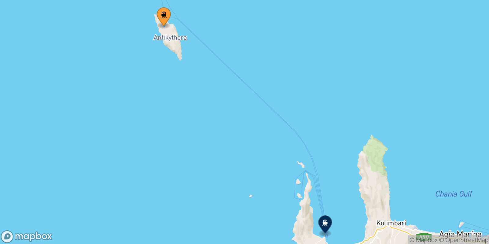 Antikythira Kissamos route map