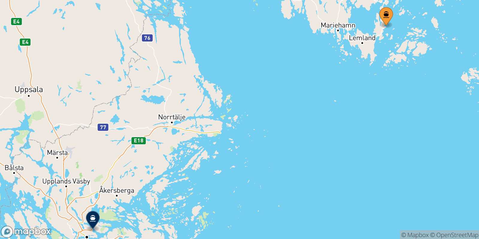 Långnäs Stockholm route map