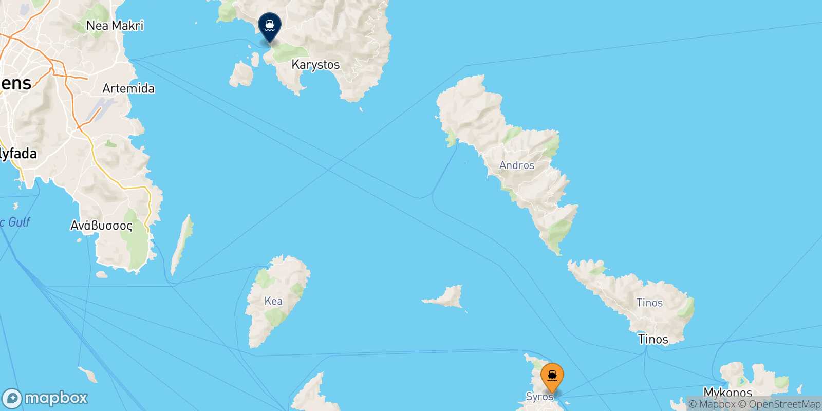 Syros Karystos route map