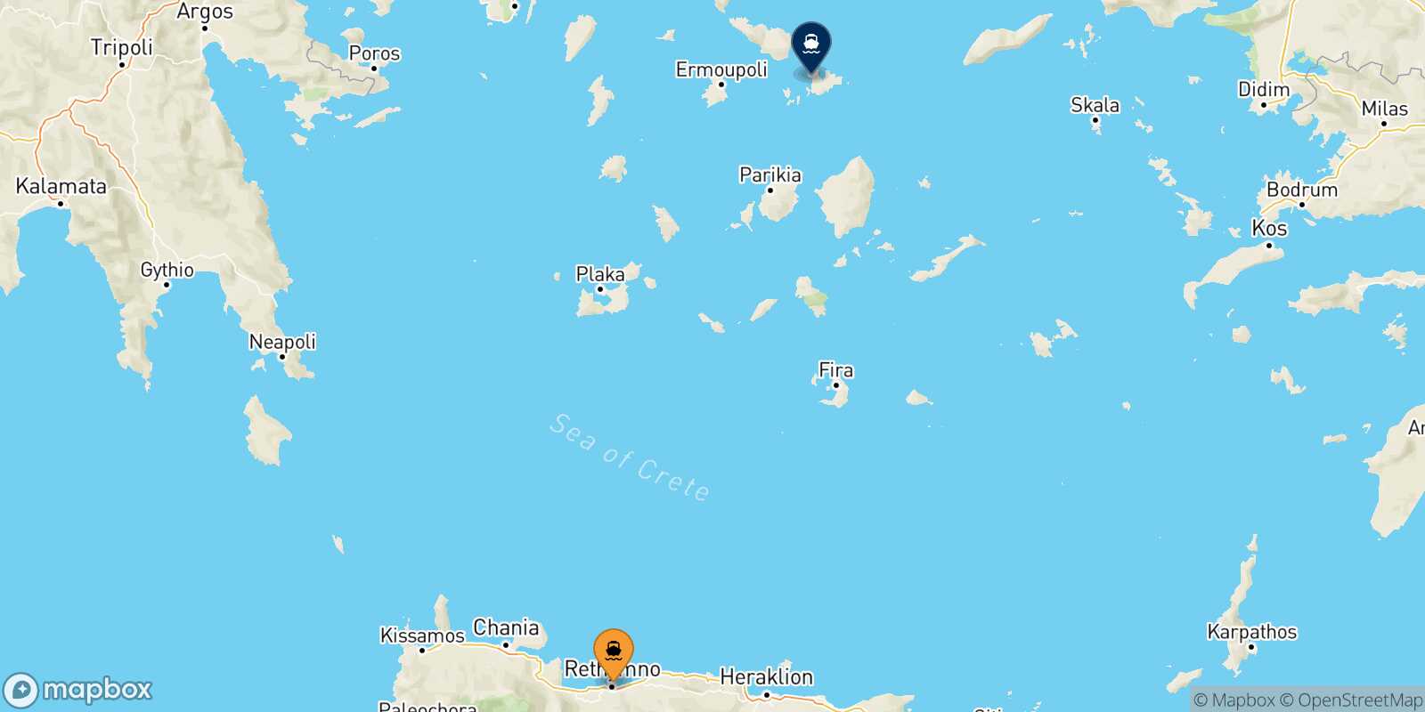 Rethimno Mykonos route map