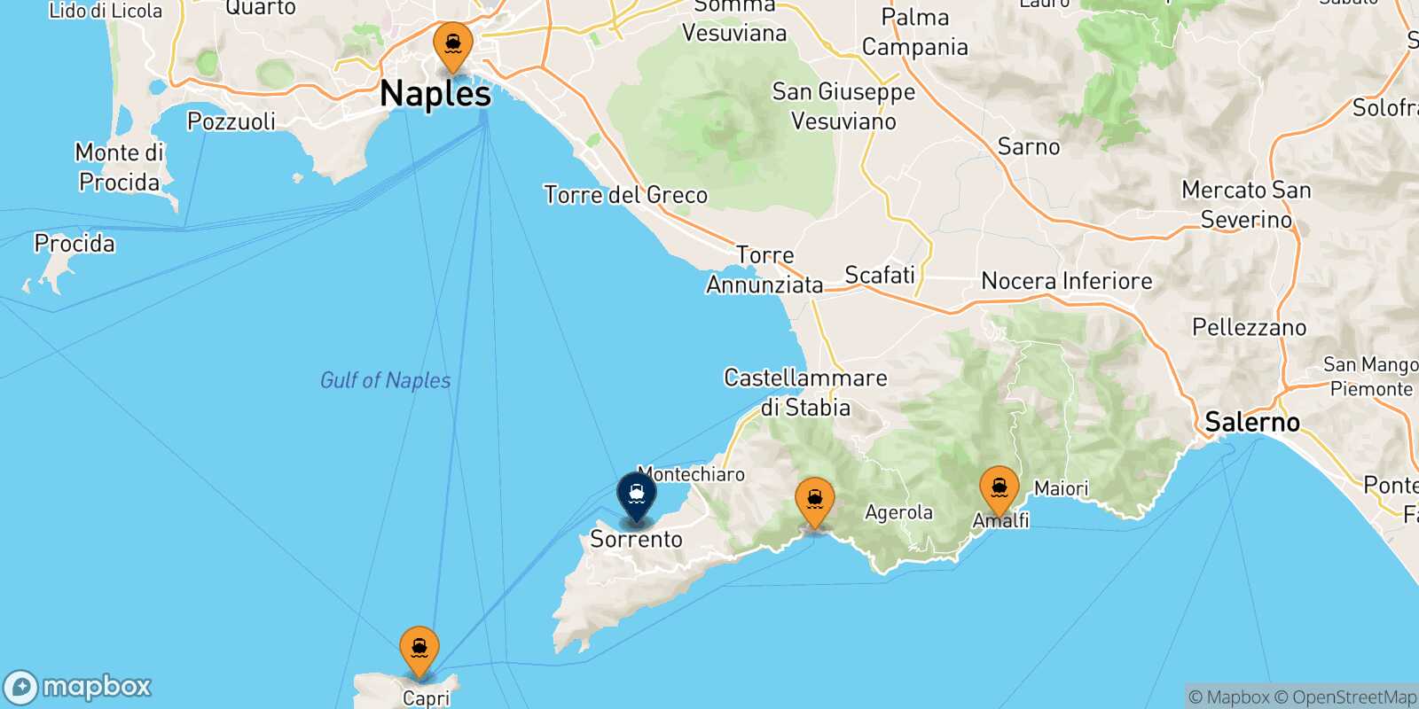 Map of the ports connected with  Castellammare