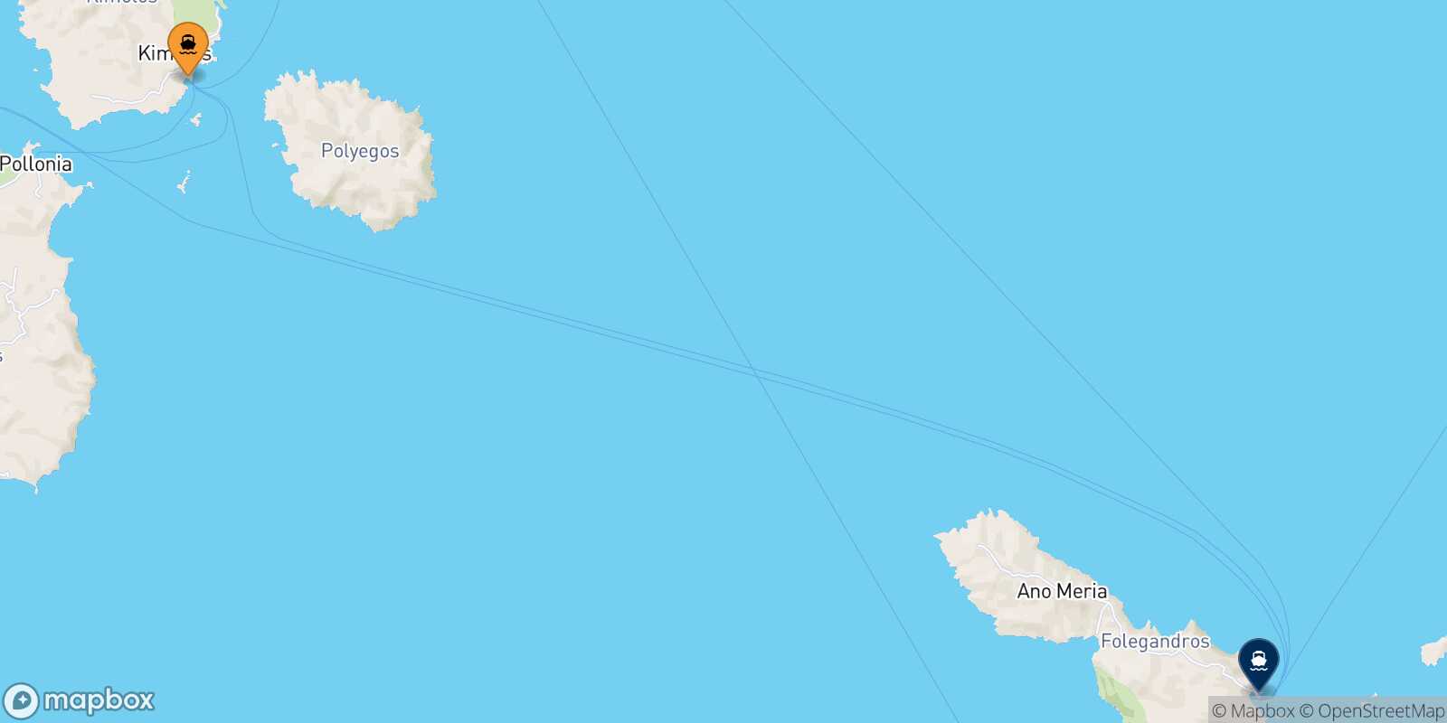 Kimolos Folegandros route map