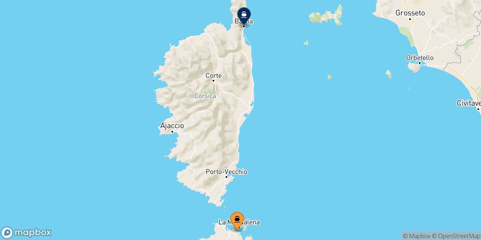 Golfo Aranci Bastia route map