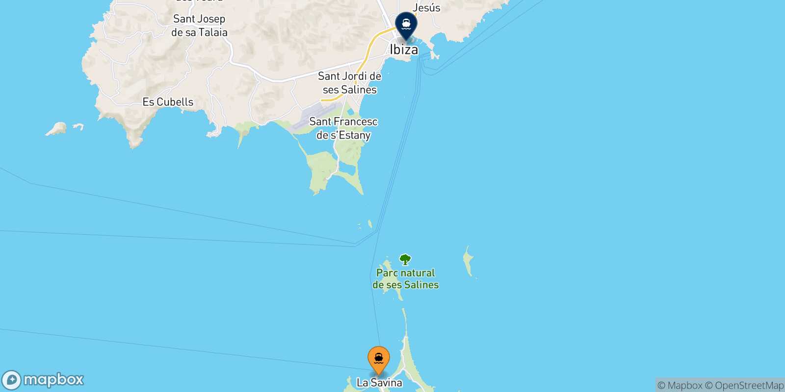 Formentera Ibiza route map
