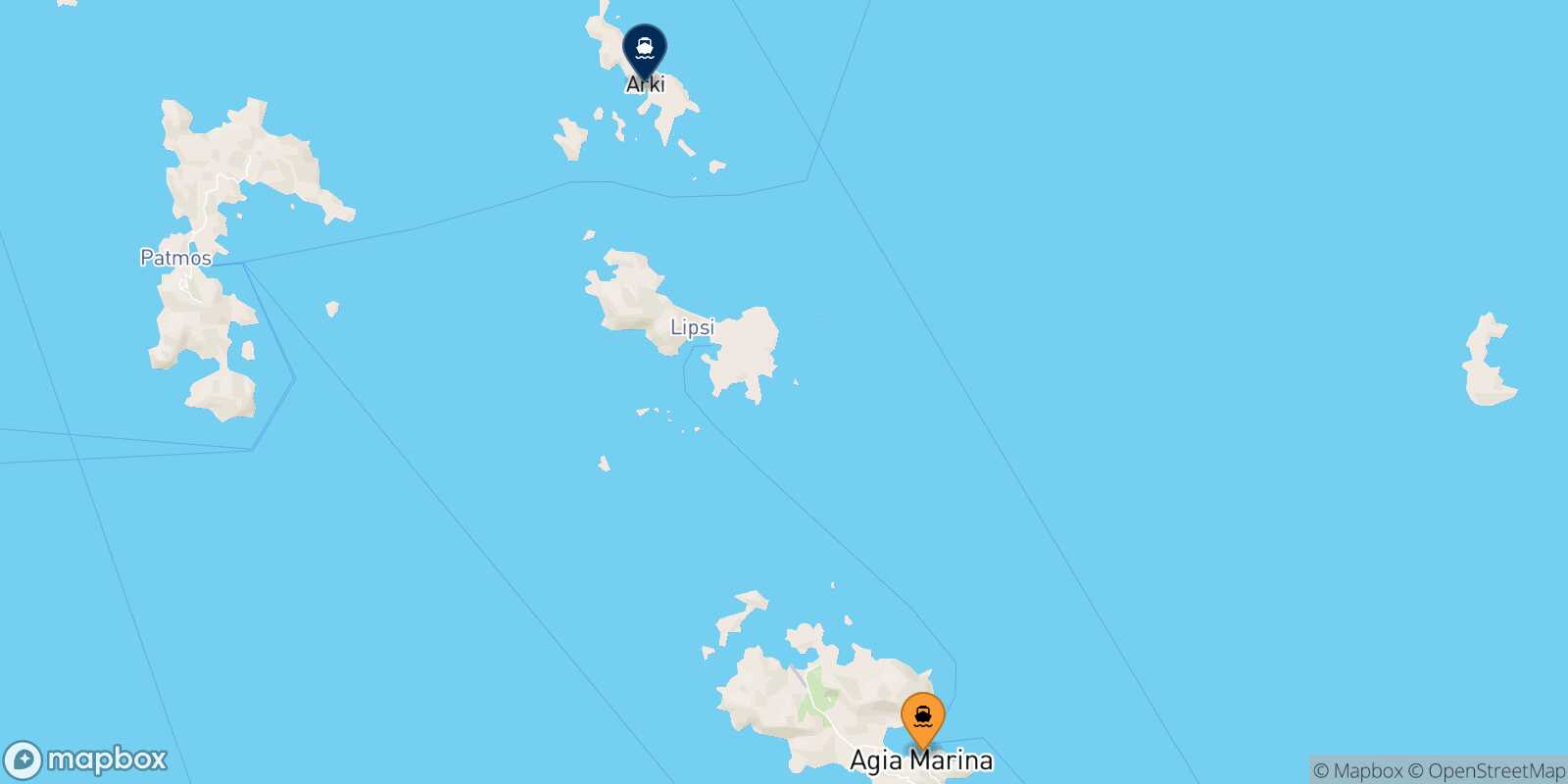 Agia Marina (Leros) Arkyi route map