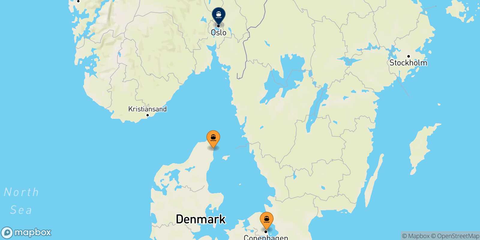 Map of the ports connected with  Oslo