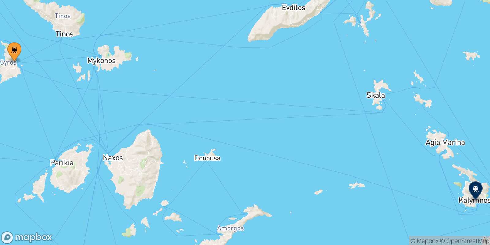 Syros Kalymnos route map