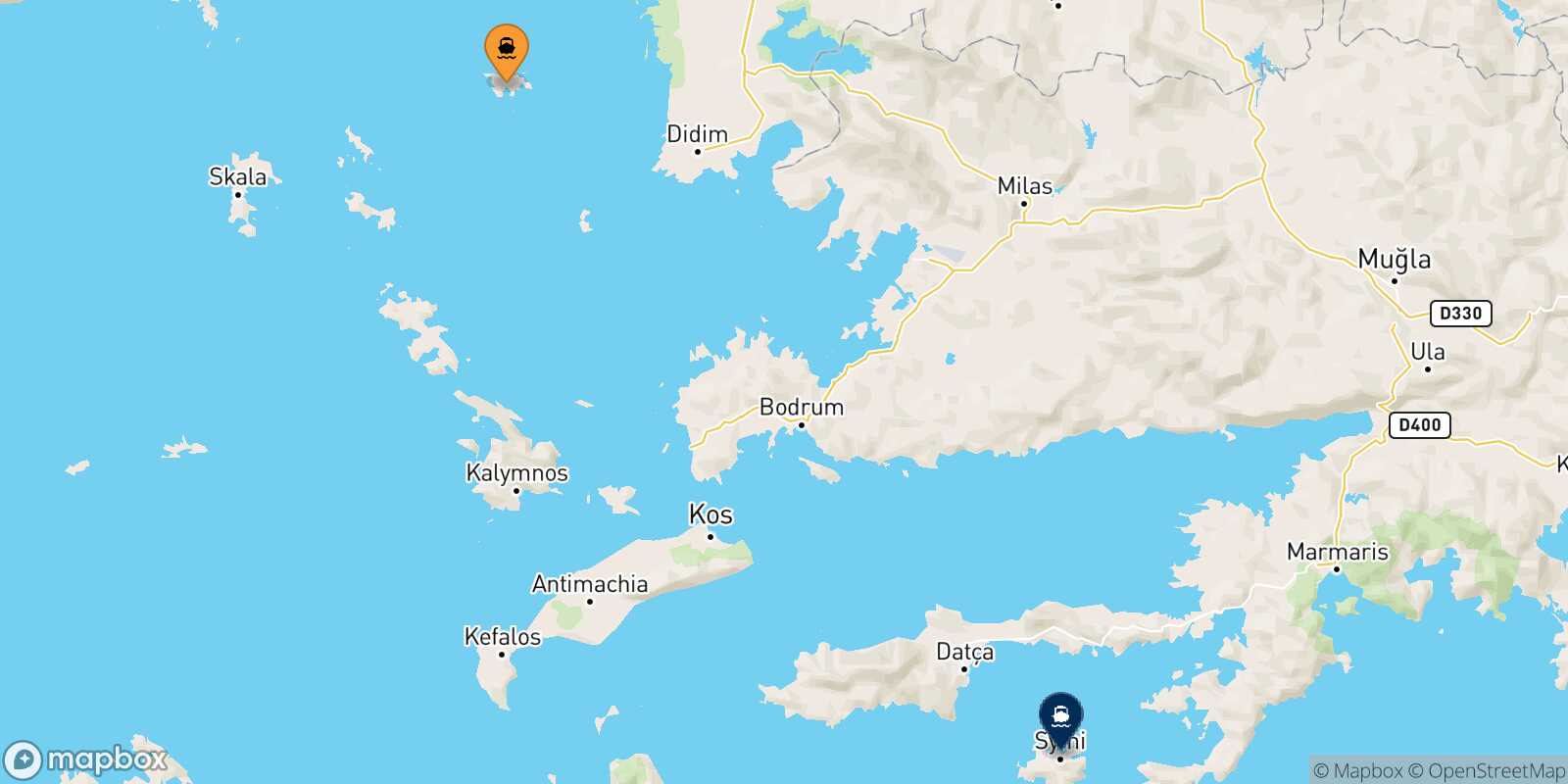 Agathonisi Symi route map