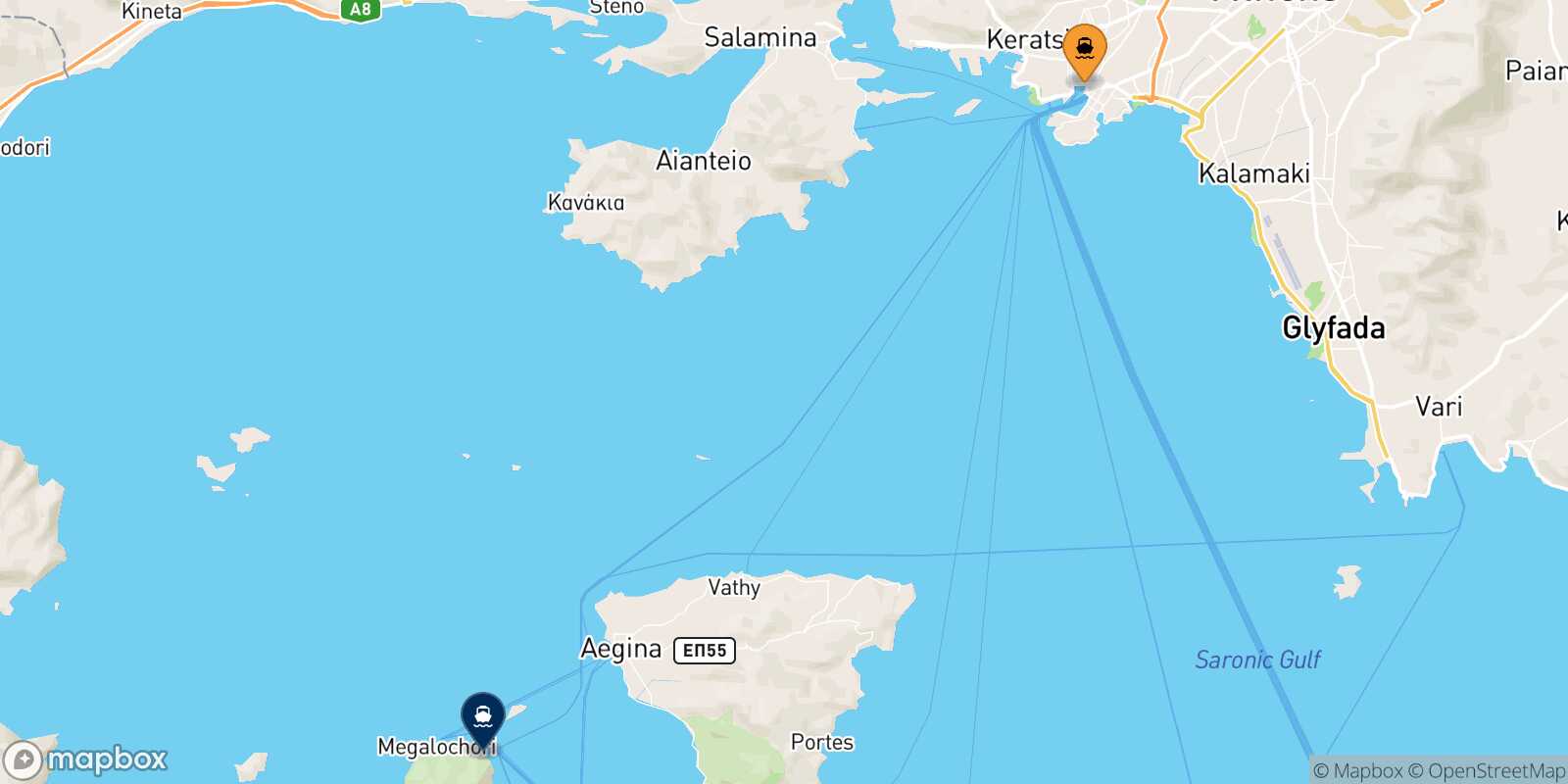 Piraeus Agistri route map