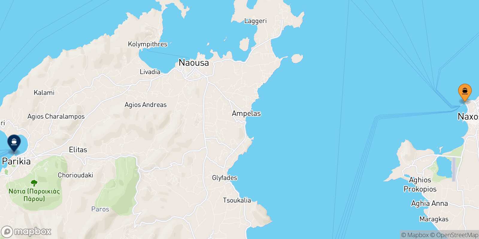 Naxos Paros route map