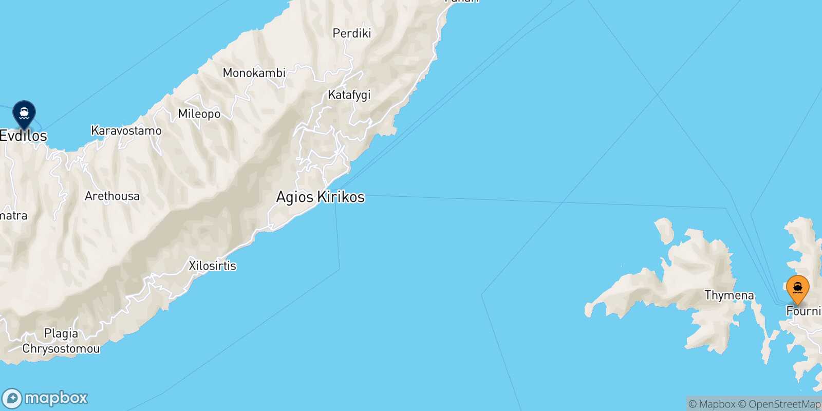 Fourni Agios Kirikos (Ikaria) route map