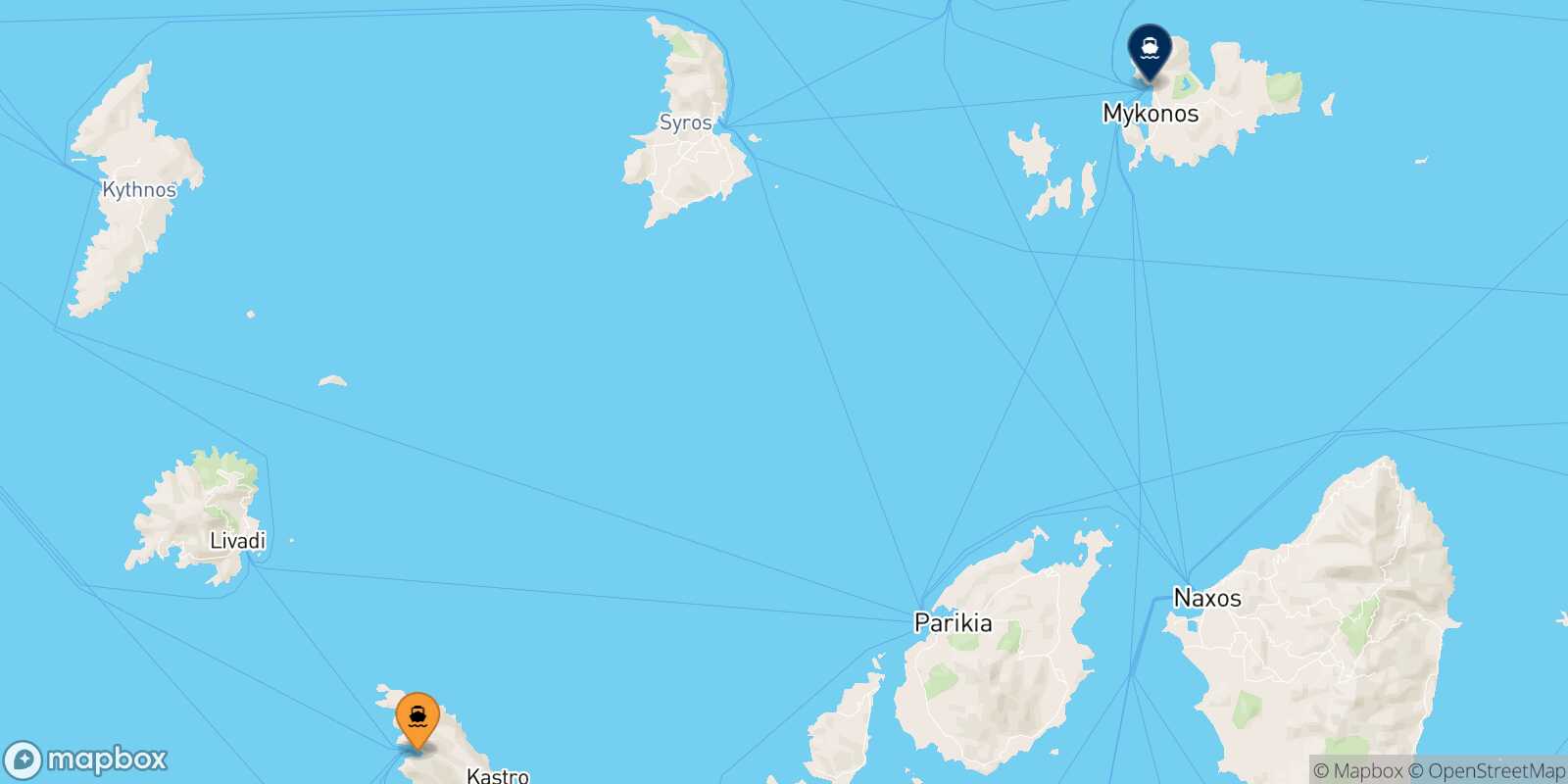 Sifnos Mykonos route map