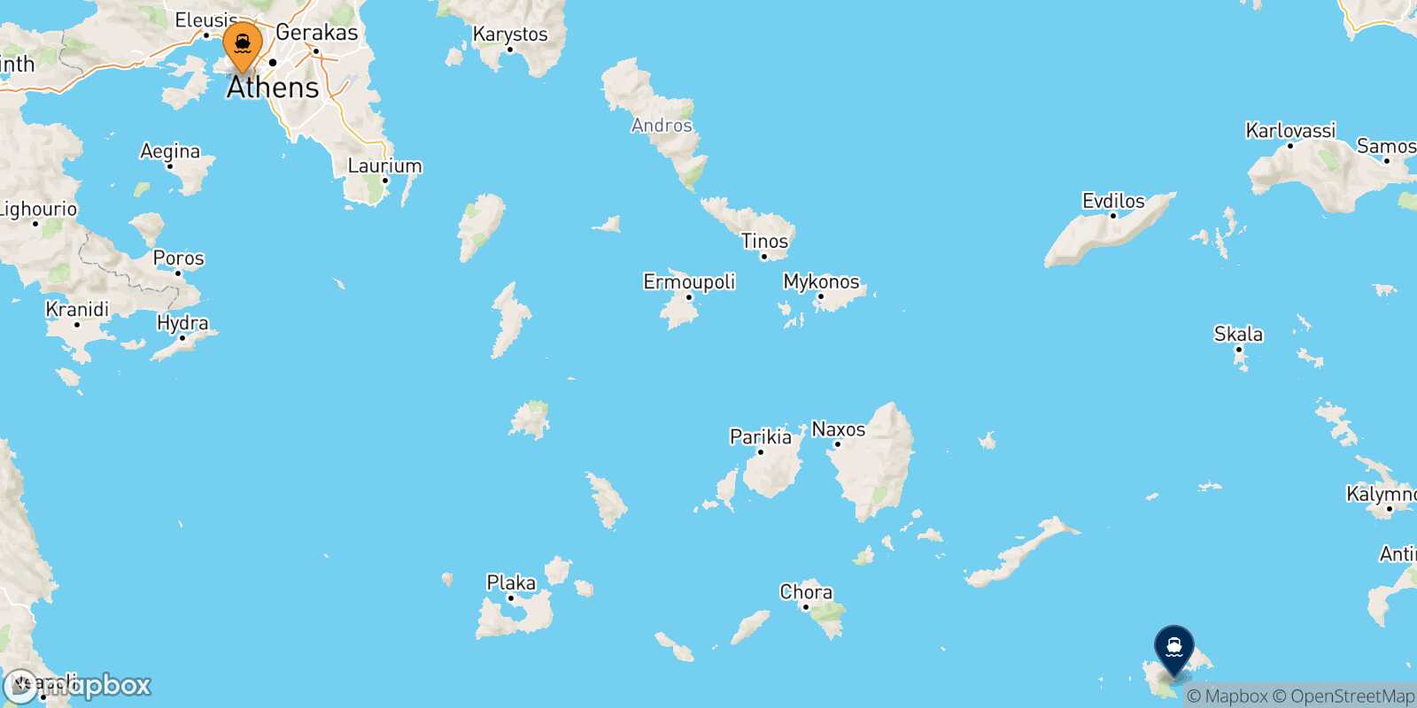Piraeus Astypalea route map