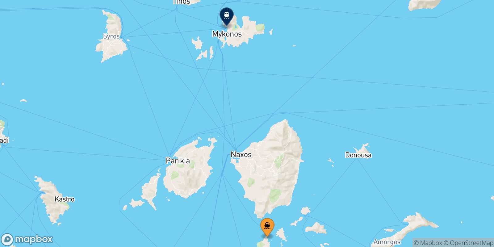 Iraklia Mykonos route map