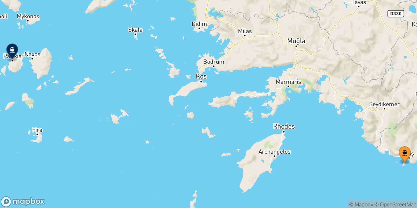 Kastelorizo Paros route map