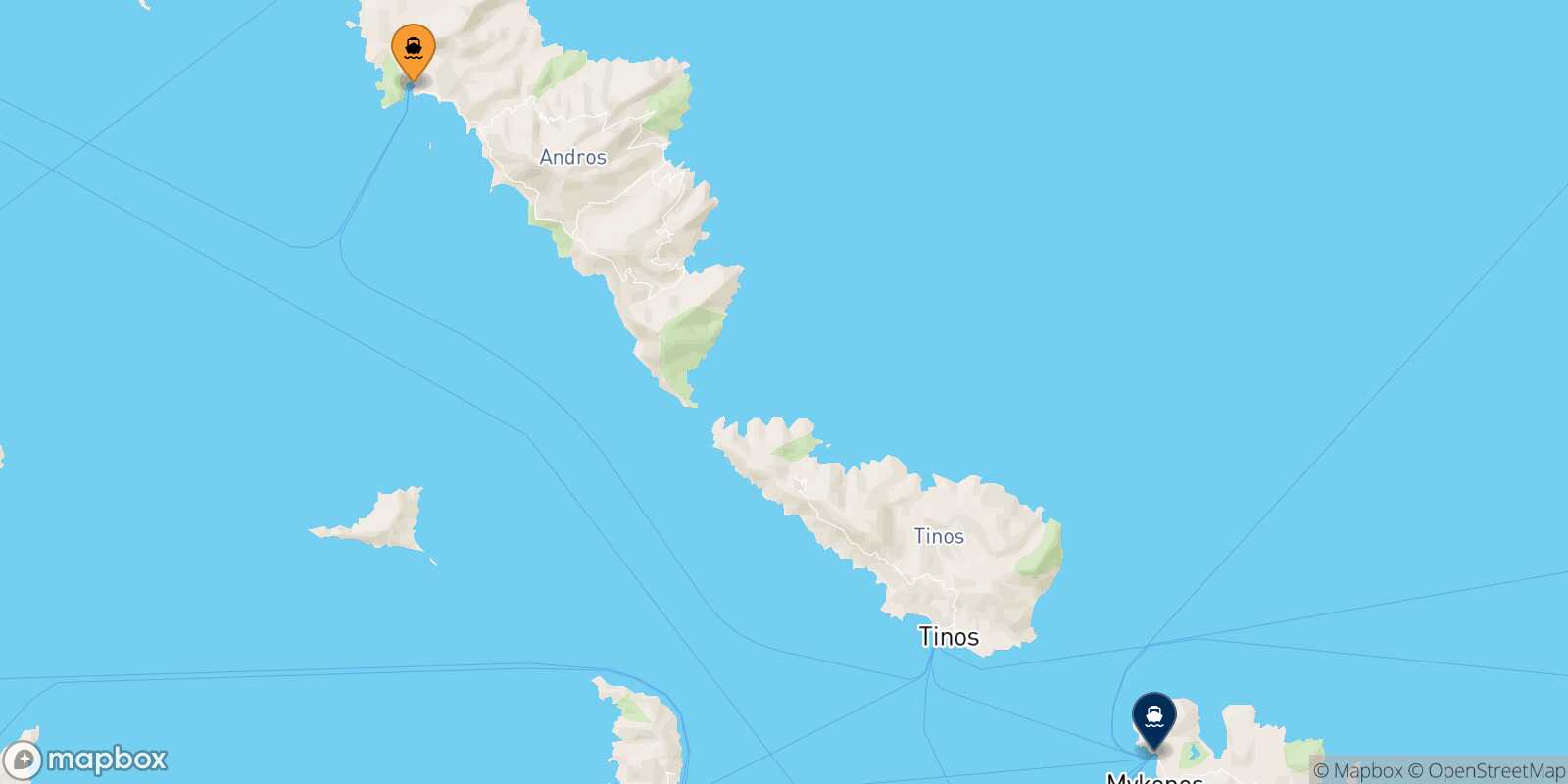 Andros Mykonos route map