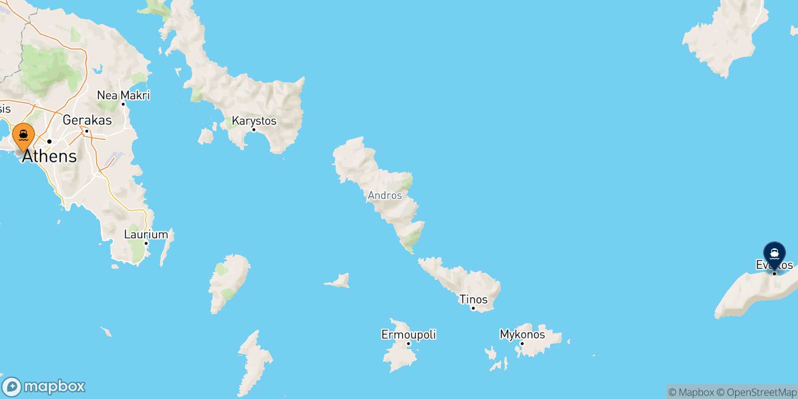 Piraeus Agios Kirikos (Ikaria) route map