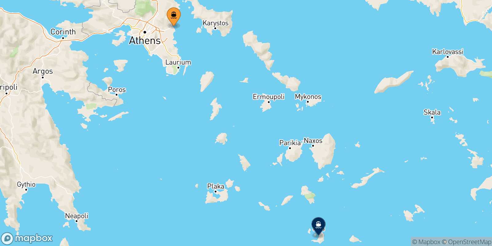 Rafina Thira (Santorini) route map