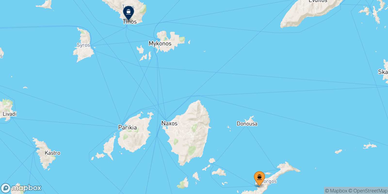 Katapola (Amorgos) Tinos route map