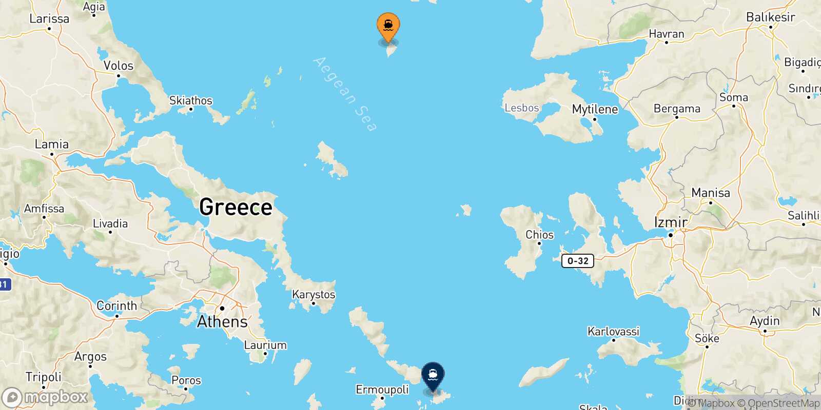 Agios Efstratios Mykonos route map