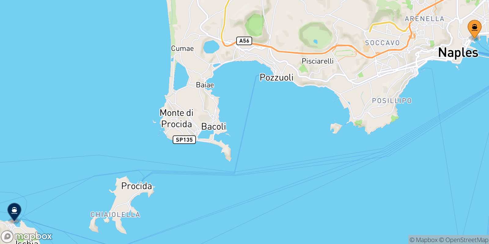 Naples Beverello Forio (Ischia) route map