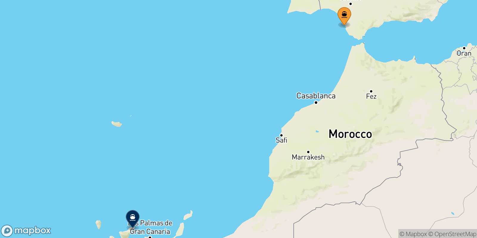 Cadiz Santa Cruz De Tenerife route map