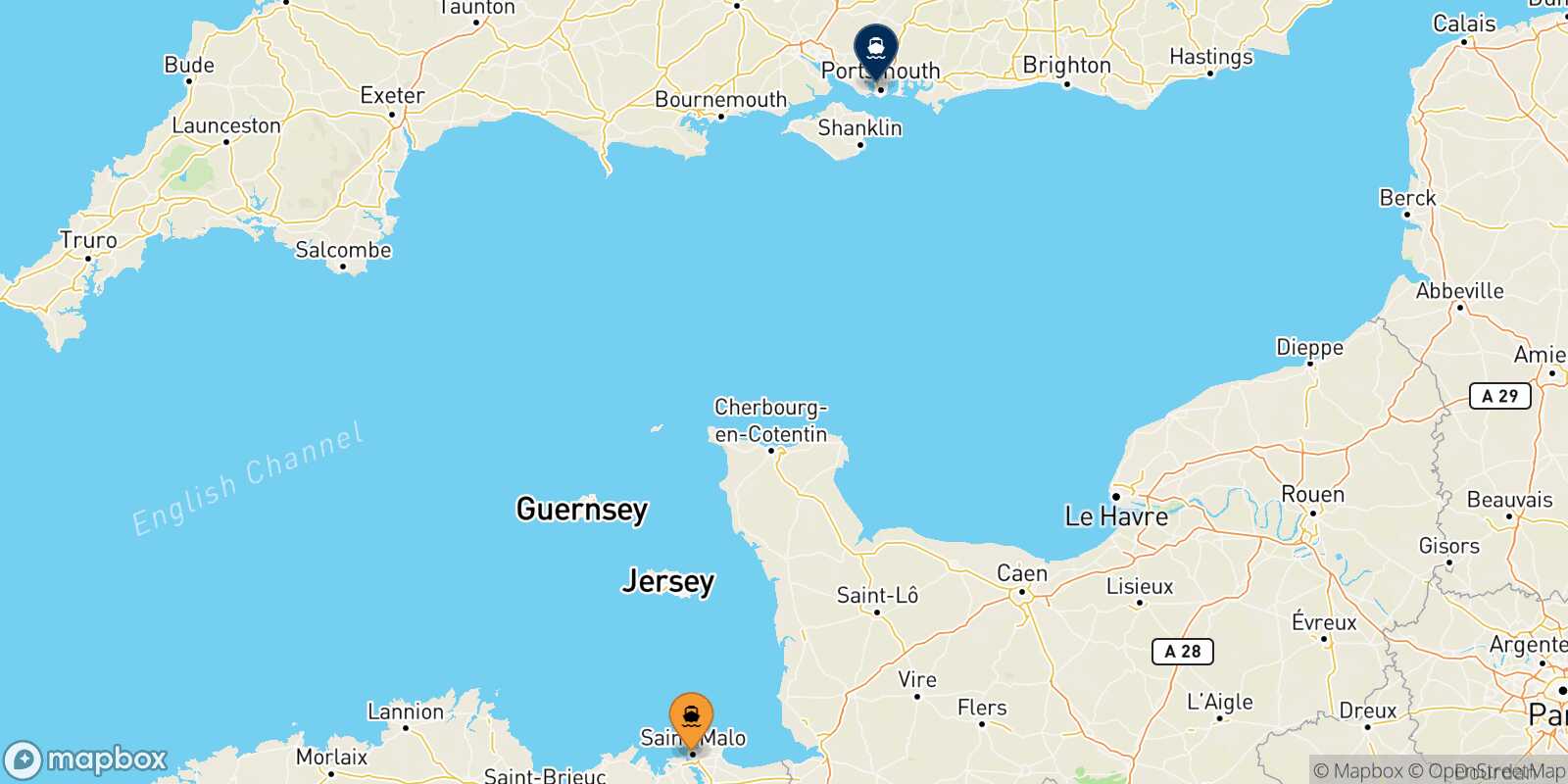 St Malo Portsmouth route map