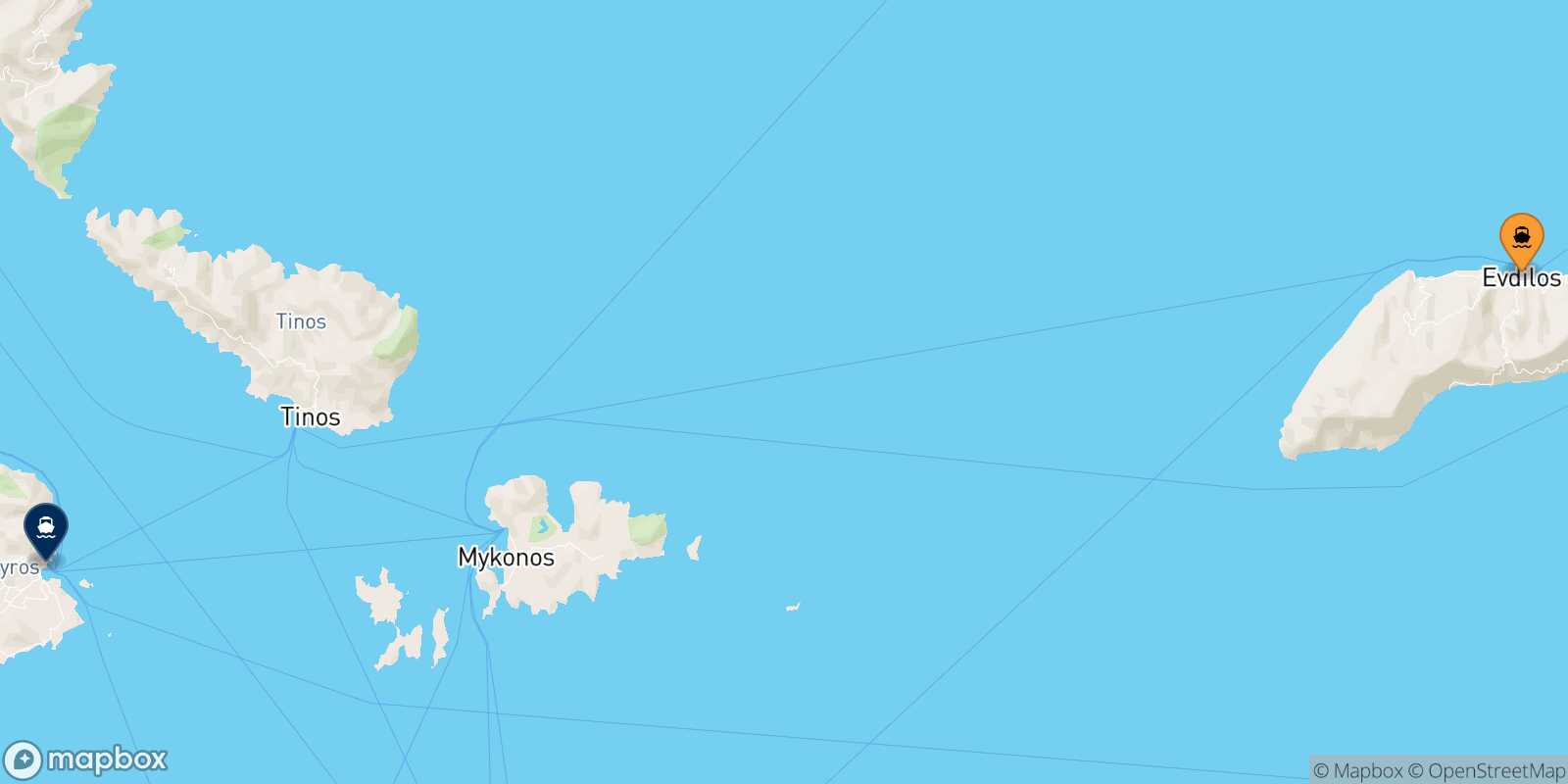 Evdilos (Ikaria) Syros route map