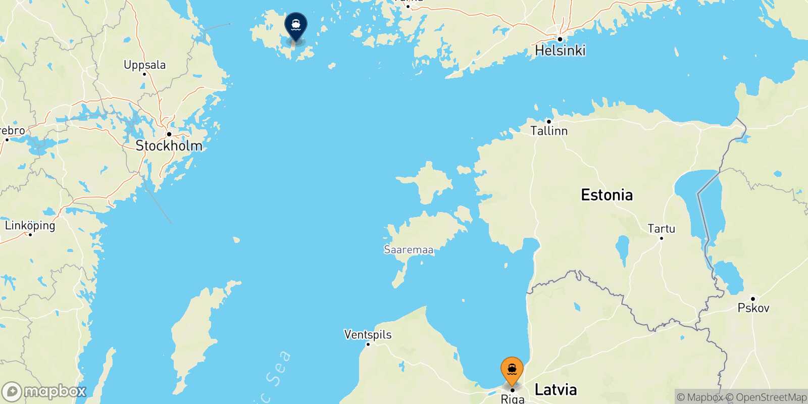 Riga Långnäs route map