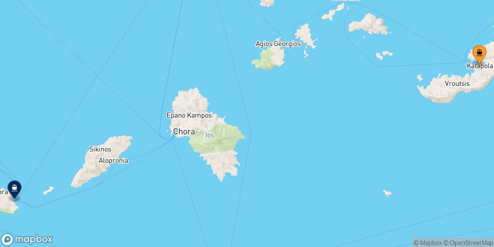 Katapola (Amorgos) Folegandros route map