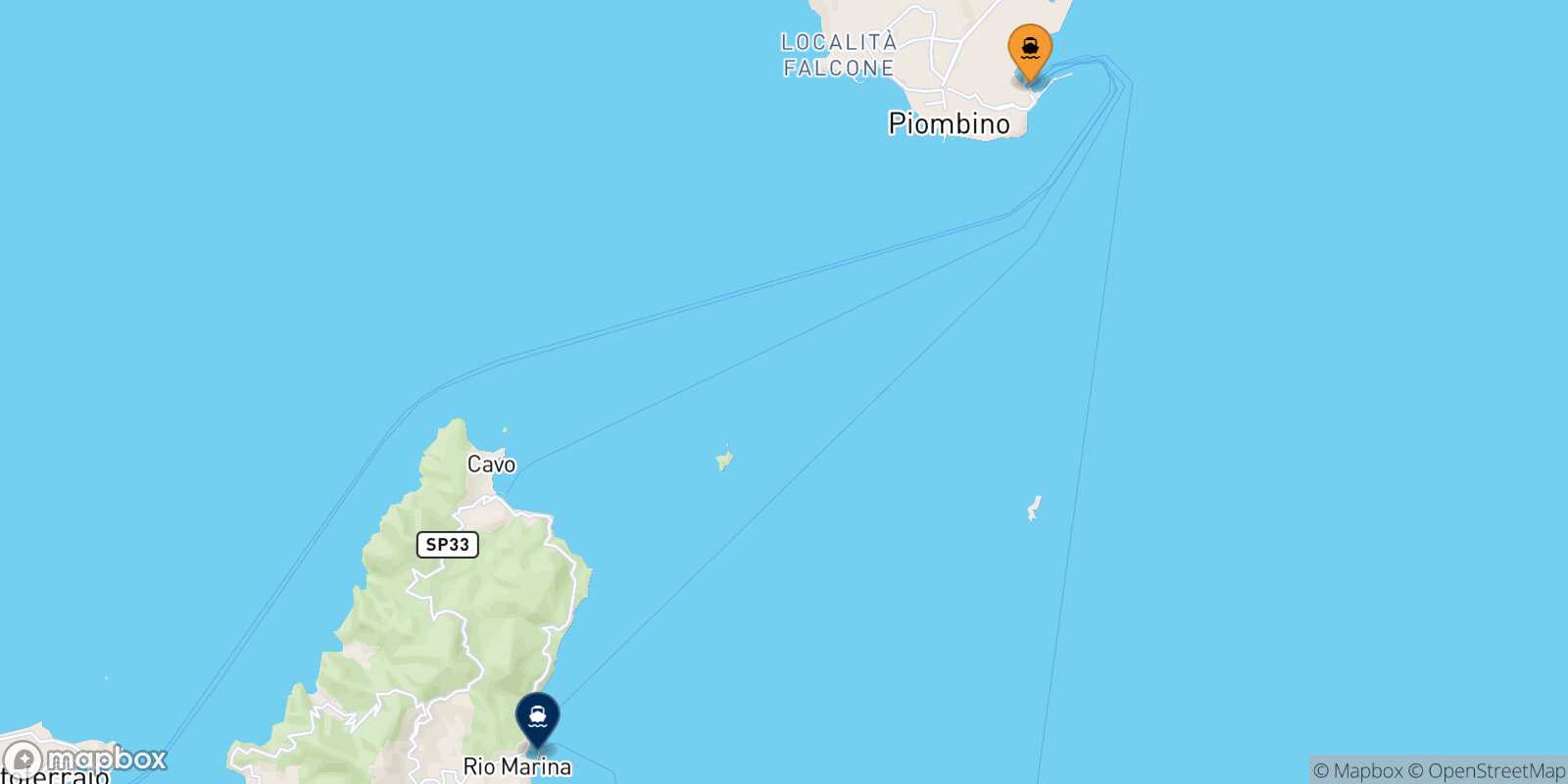 Piombino Rio Marina route map