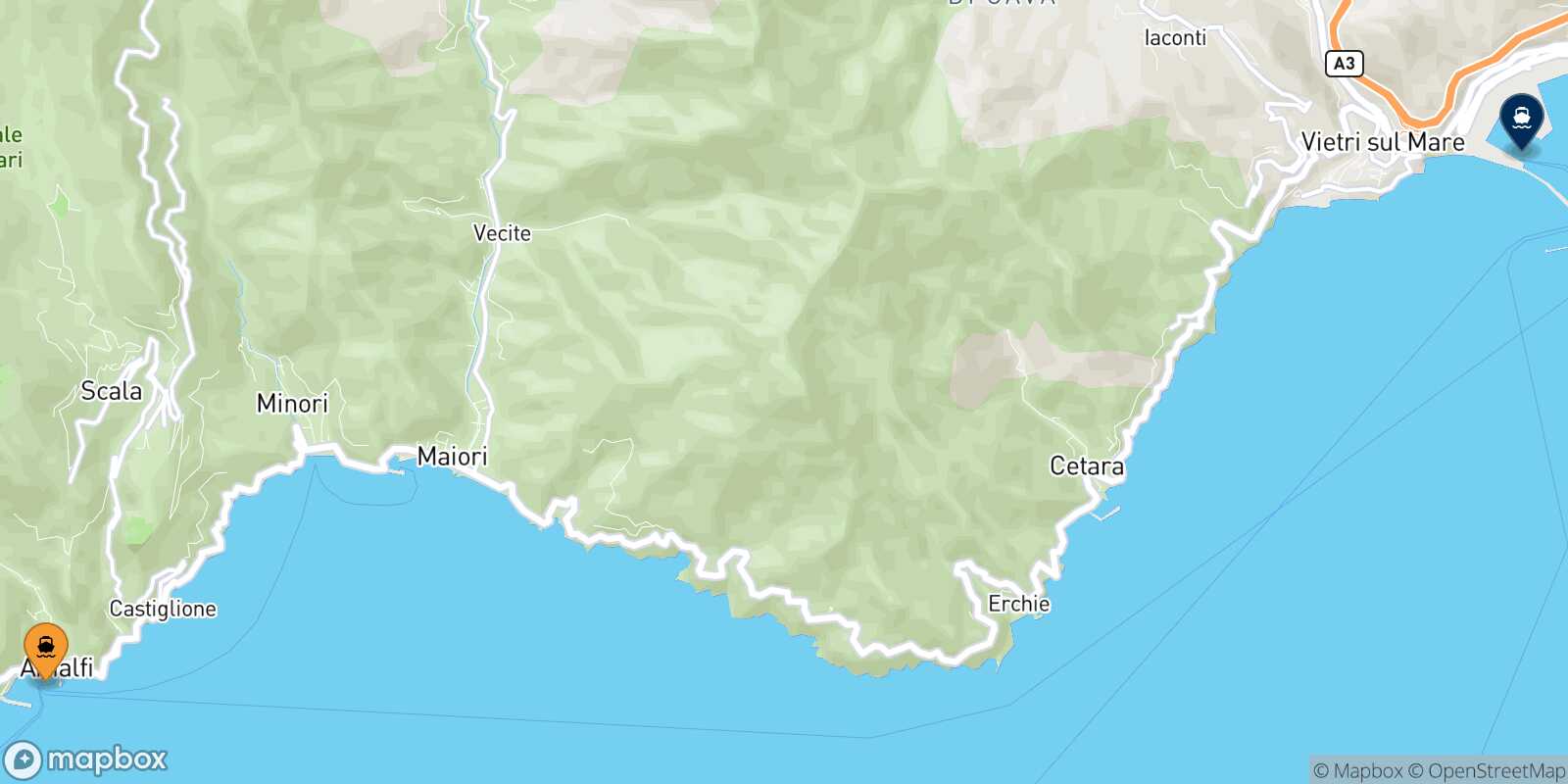 Amalfi Salerno route map