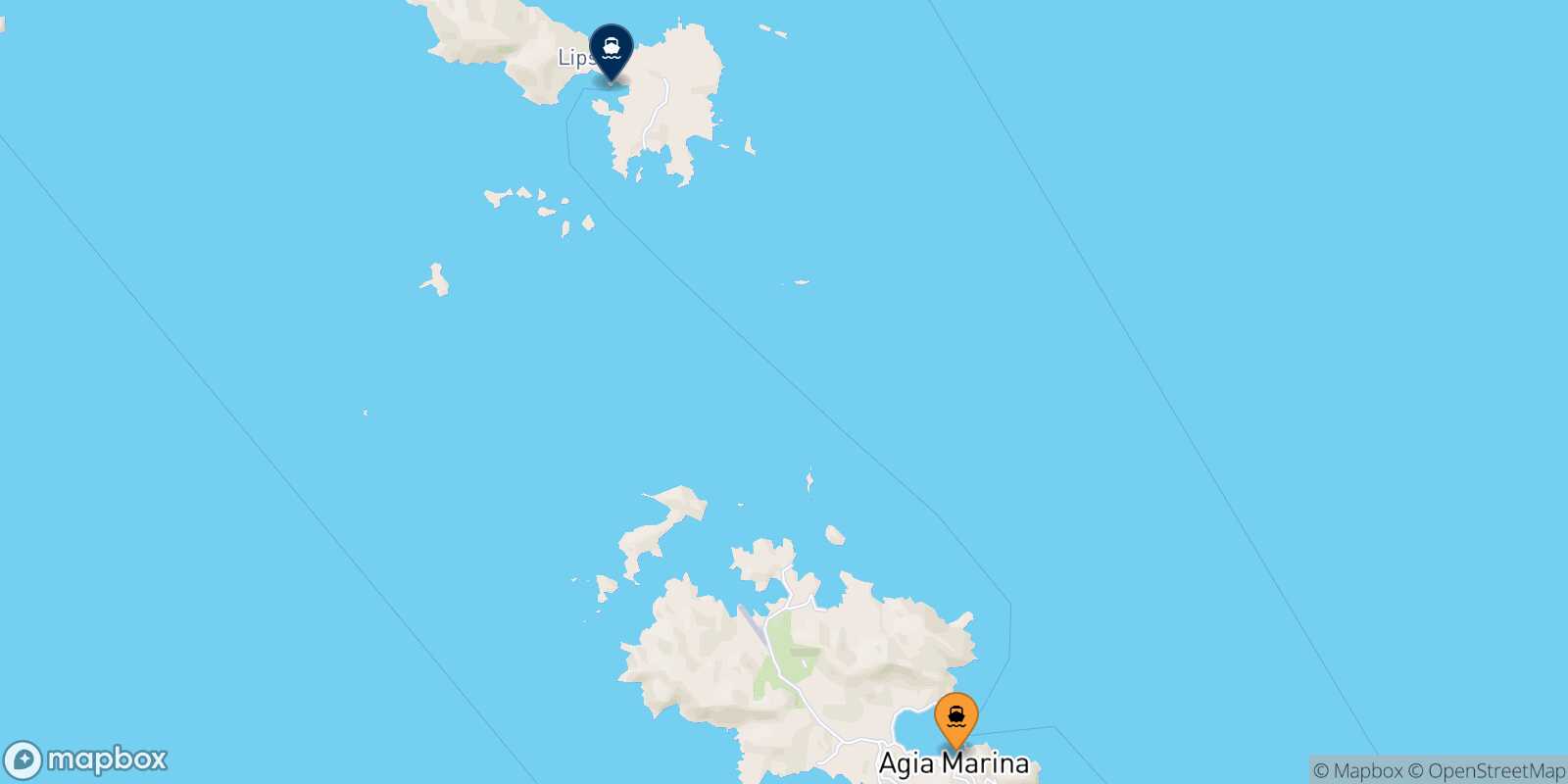 Agia Marina (Leros) Lipsi route map