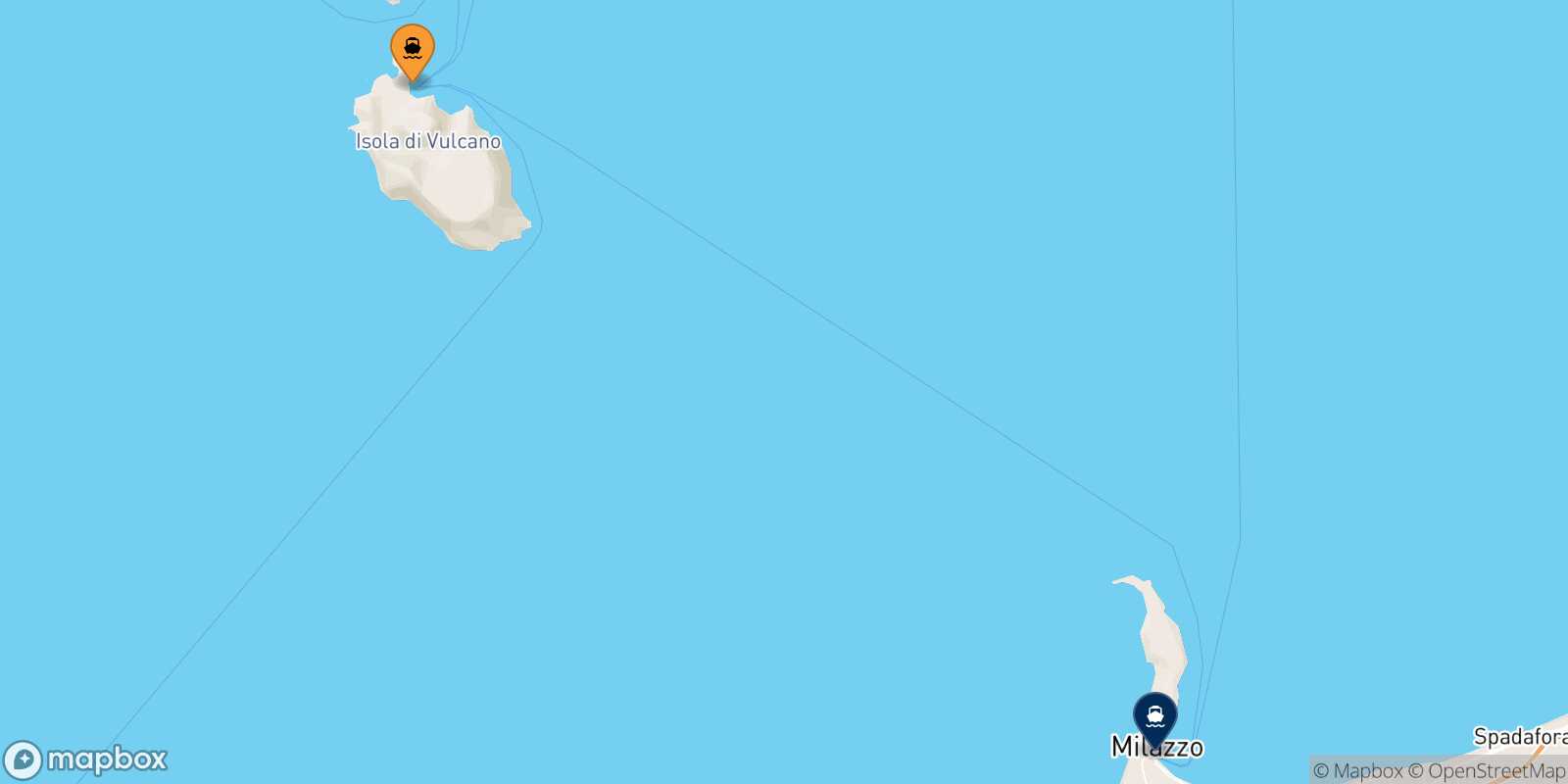 Vulcano Milazzo route map