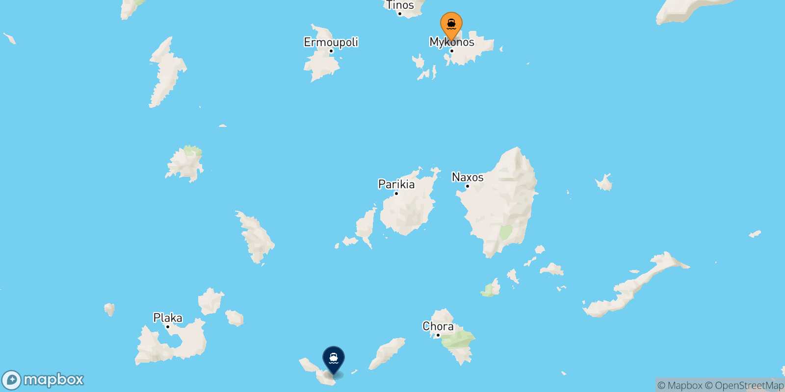 Mykonos Folegandros route map