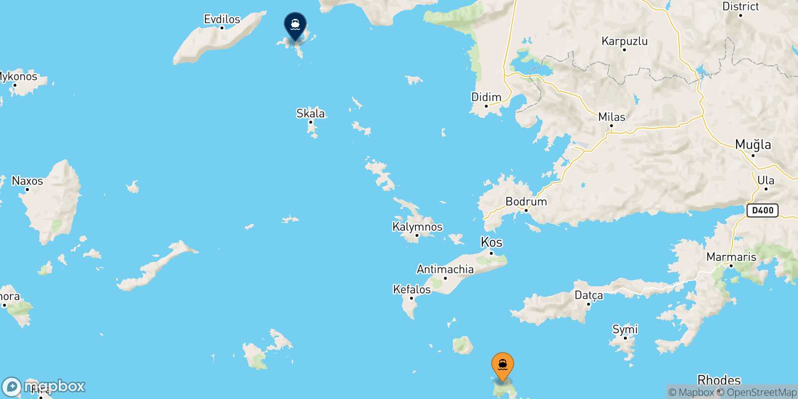 Tilos Fourni route map
