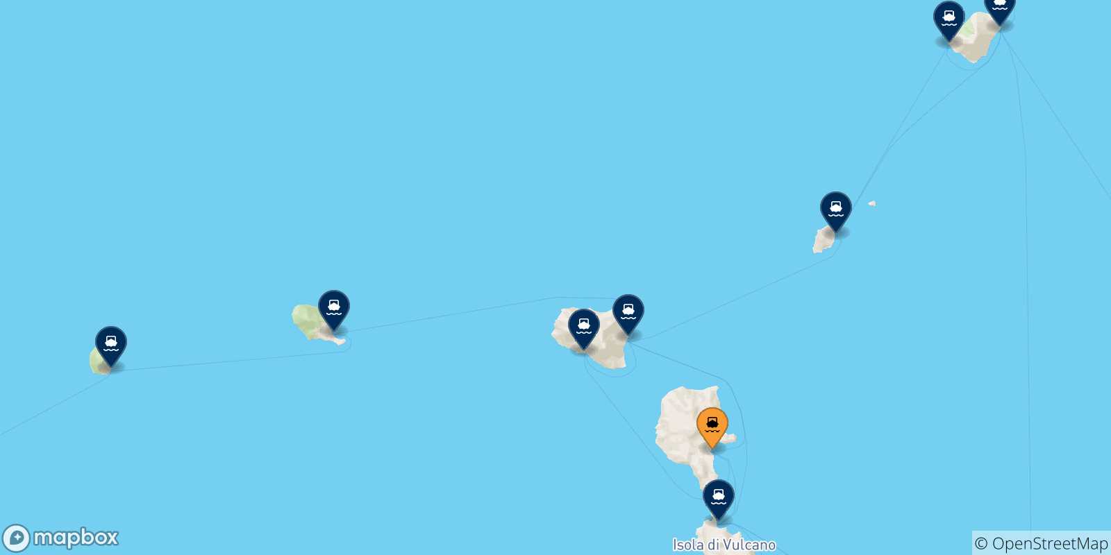 Map of the possible routes between Lipari and Aeolian Islands