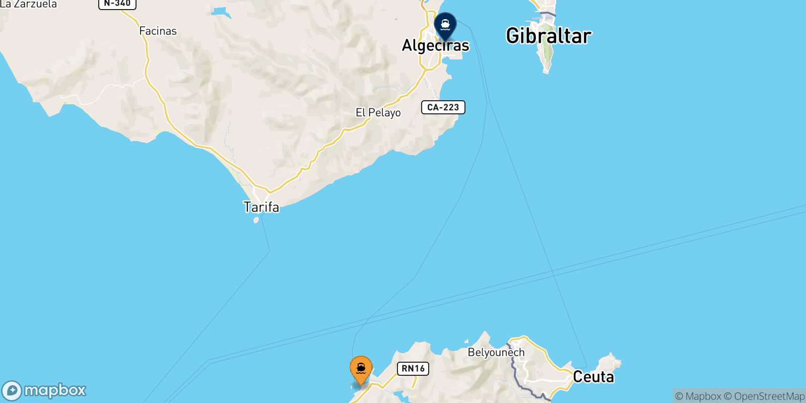 Tangier Med Algeciras route map