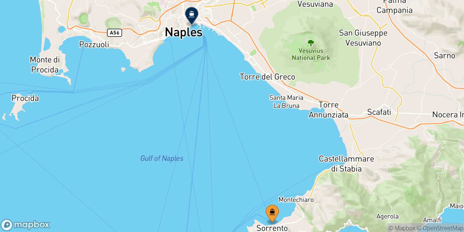 Castellammare Naples Beverello route map