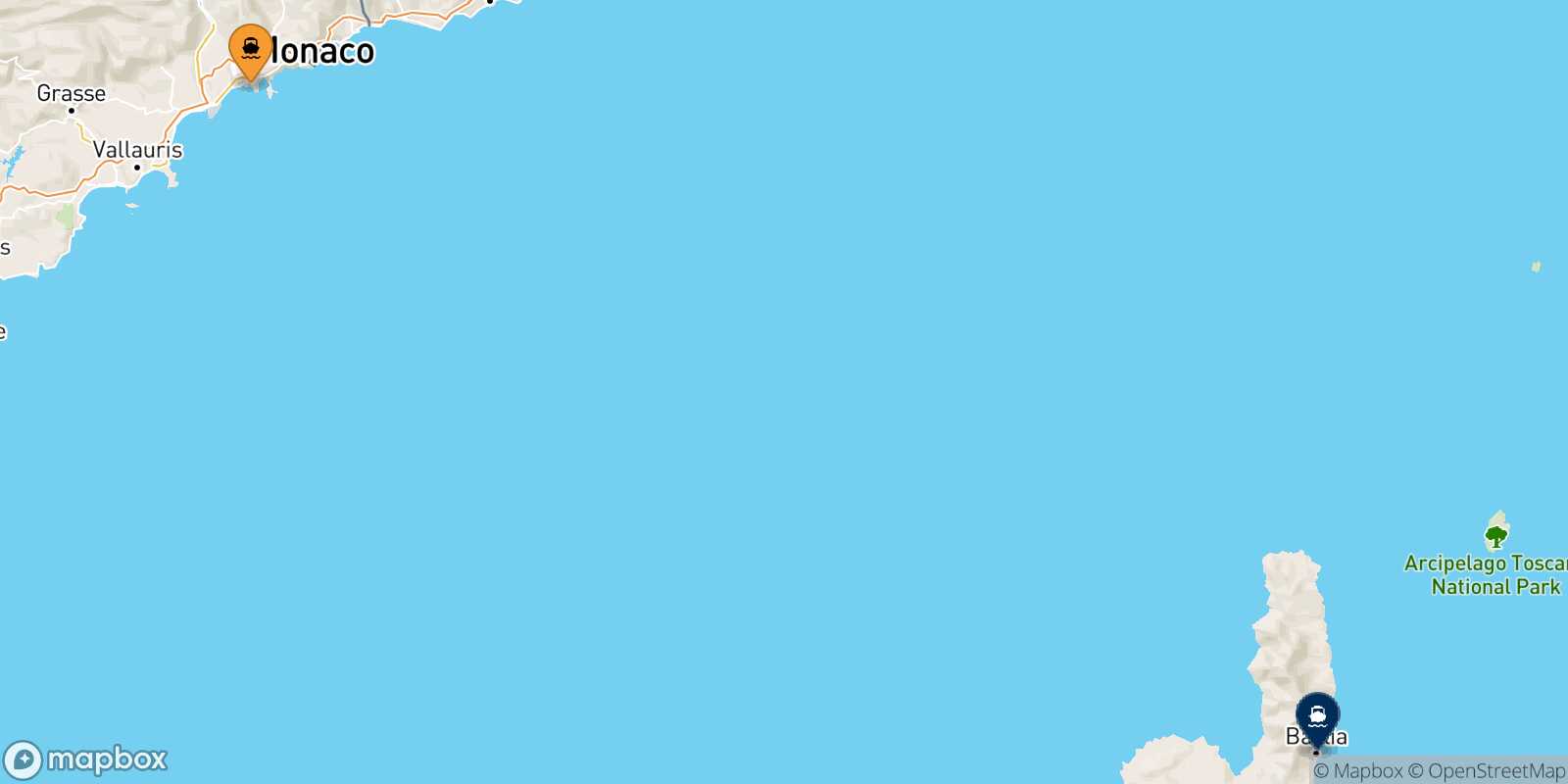 Nice Bastia route map