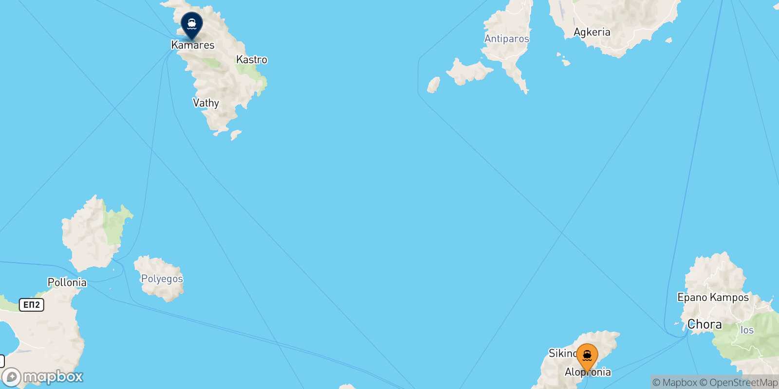 Sikinos Sifnos route map