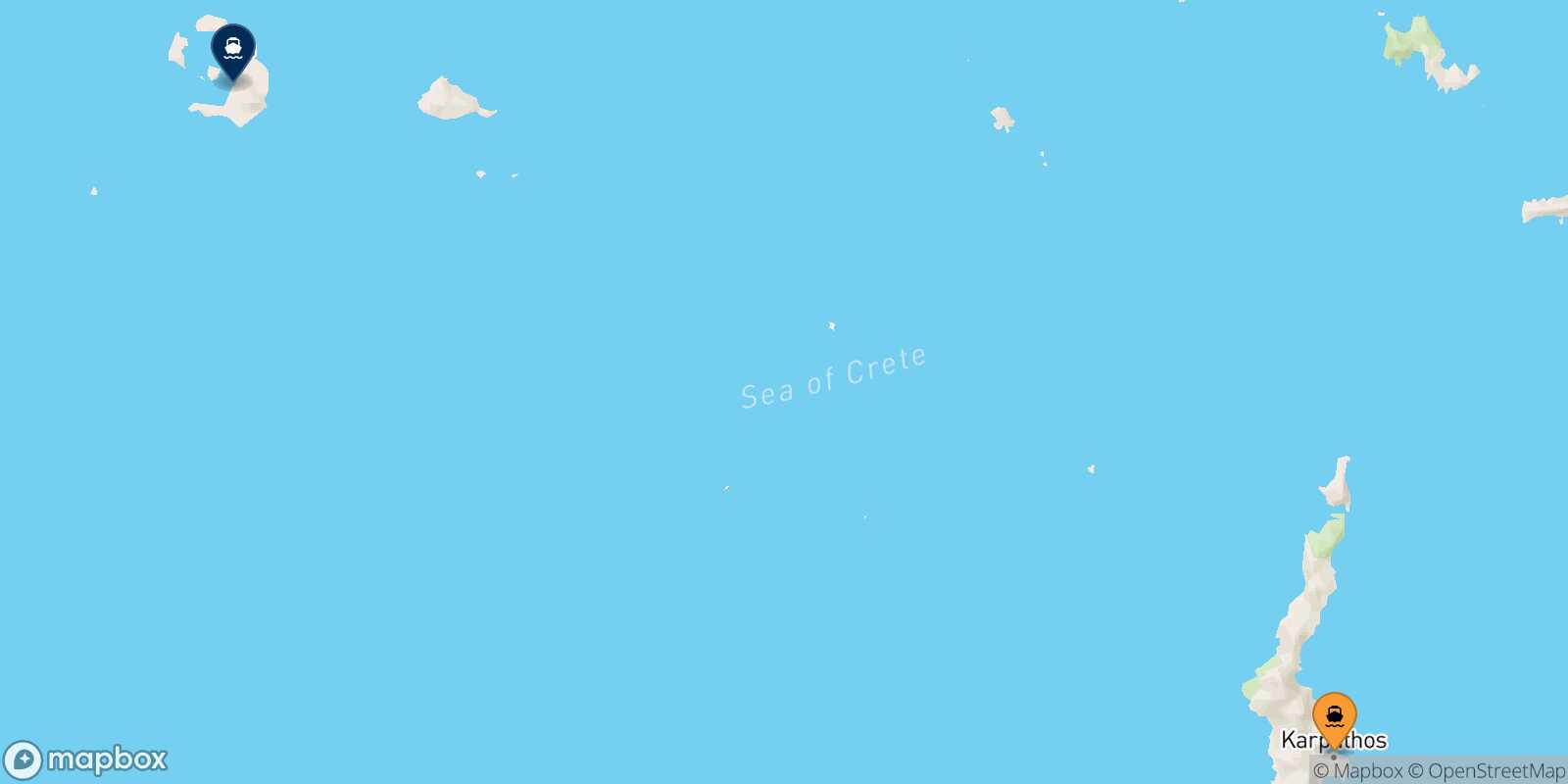 Diafani (Karpathos) Thira (Santorini) route map