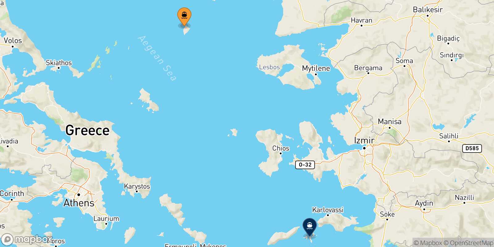 Agios Efstratios Fourni route map