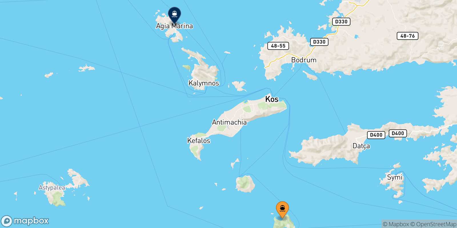 Tilos Leros route map