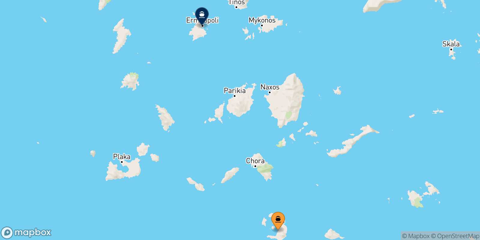 Thira (Santorini) Syros route map