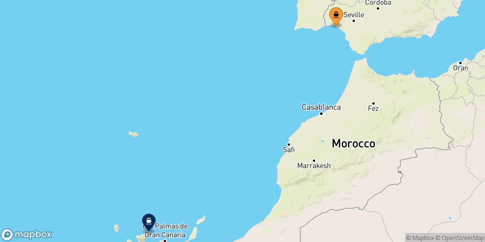 Huelva Santa Cruz De Tenerife route map