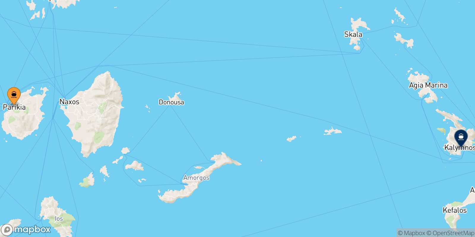 Paros Kalymnos route map