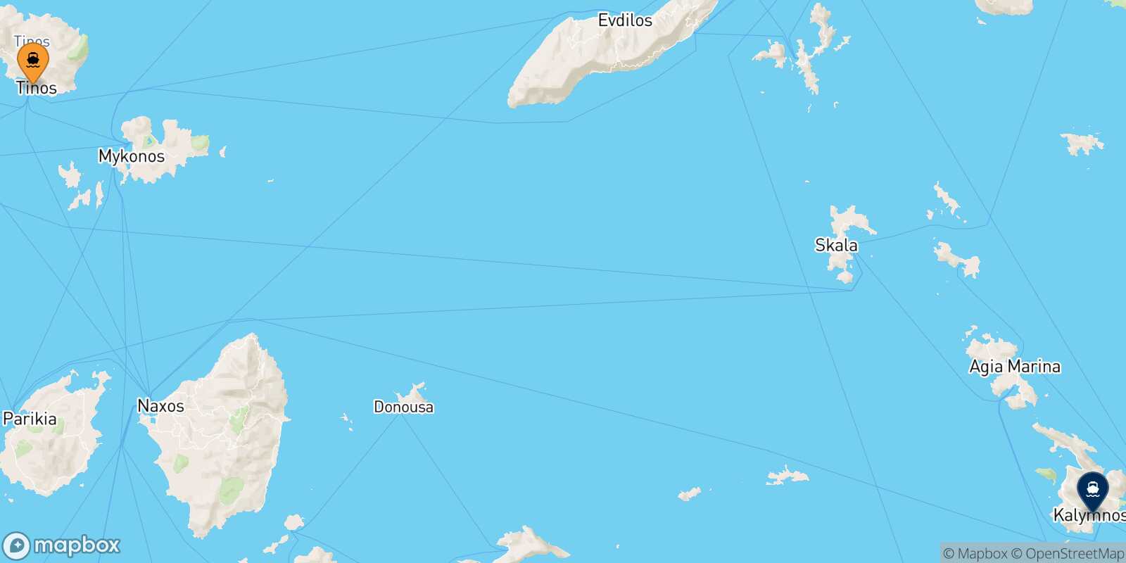 Tinos Kalymnos route map