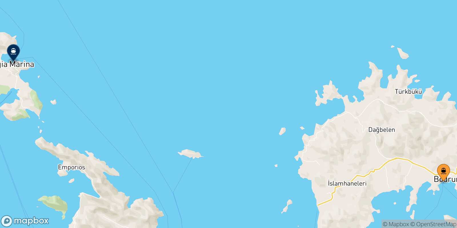 Turgutreis Leros route map