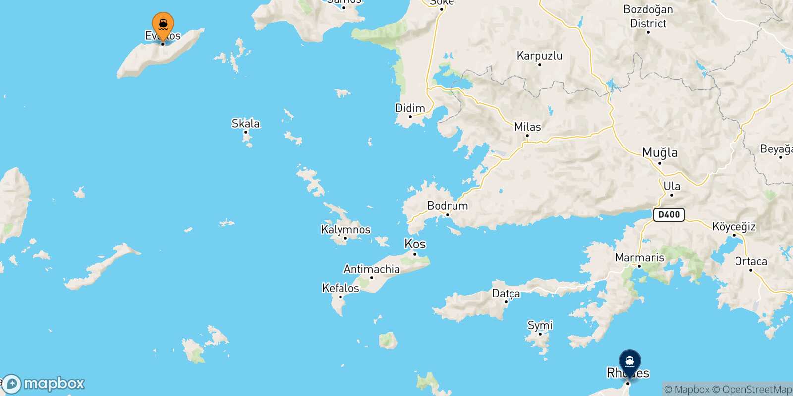 Agios Kirikos (Ikaria) Rhodes route map